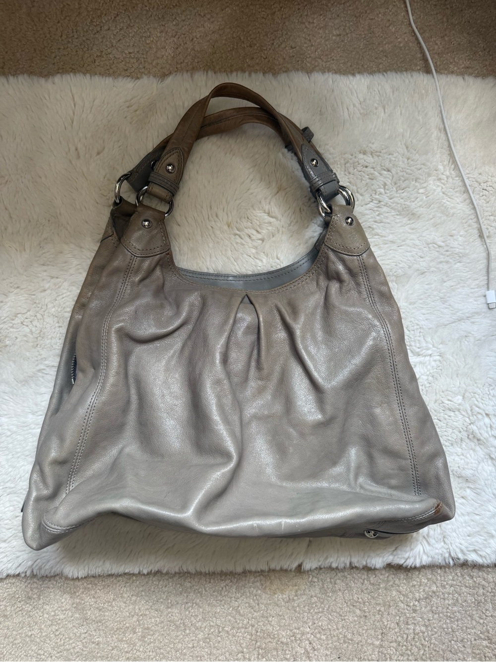 Coach Gray Leather Shoulder Hobo